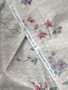 Poly/Cotton Vintage - Cream with Pink and Blue Flowers and Tiny Dots in the Background