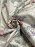 Poly/Cotton Vintage - Cream with Pink and Blue Flowers and Tiny Dots in the Background