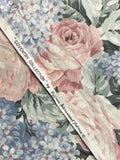 Cotton Vintage - Off White with Pink Cabbage Roses and Blue Lilacs