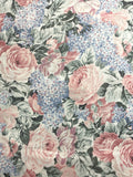 Cotton Vintage - Off White with Pink Cabbage Roses and Blue Lilacs