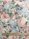 Cotton Vintage - Off White with Pink Cabbage Roses and Blue Lilacs
