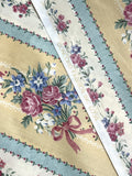 Poly/Cotton Vintage - Stripes in Blue and Yellow with Flowers