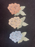 Embroidered Motifs Set of 3 Vintage - Flowers