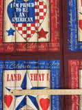 7/8+ YD Cotton Panel - Patriotic Hearts and Stars