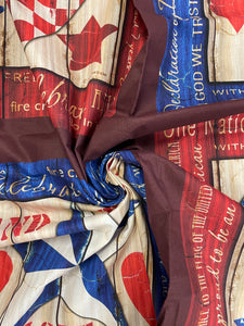 7/8+ YD Cotton Panel - Patriotic Hearts and Stars
