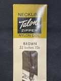 Zipper 18", 20" or 22" Nylon Coil Vintage - Various Shades of Brown or White