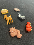 Button Plastic Set of 6 - Woodland Animals