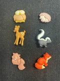 Button Plastic Set of 6 - Woodland Animals
