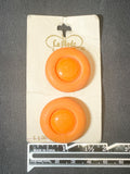 Buttons Plastic Set of 2 Vintage - Matte Orange with Shiny Orange Centers