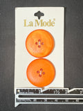 Buttons Plastic Set of 2 Vintage - Matte Pearlescent Orange