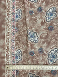 2 1/2 YD Rayon Vintage - Mottled Beige with Flowers with a Border
