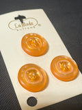 Buttons Plastic Set of 3 Vintage - Pearlescent Orange