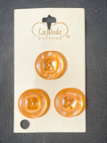 Buttons Plastic Set of 3 Vintage - Pearlescent Orange
