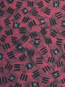 Polyester - Black with Mottled Red and Blue Dots