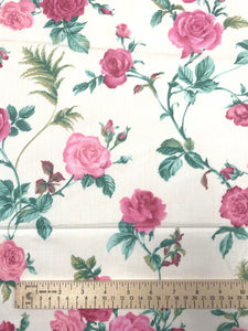 Poly/Cotton Vintage - Off White with Pink Roses
