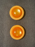 Buttons Plastic Set of 2 Vintage - Matte Orange with Shiny Pearlescent Orange Centers