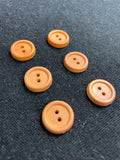 Button Plastic Set of 6 Vintage - Butterscotch Orange