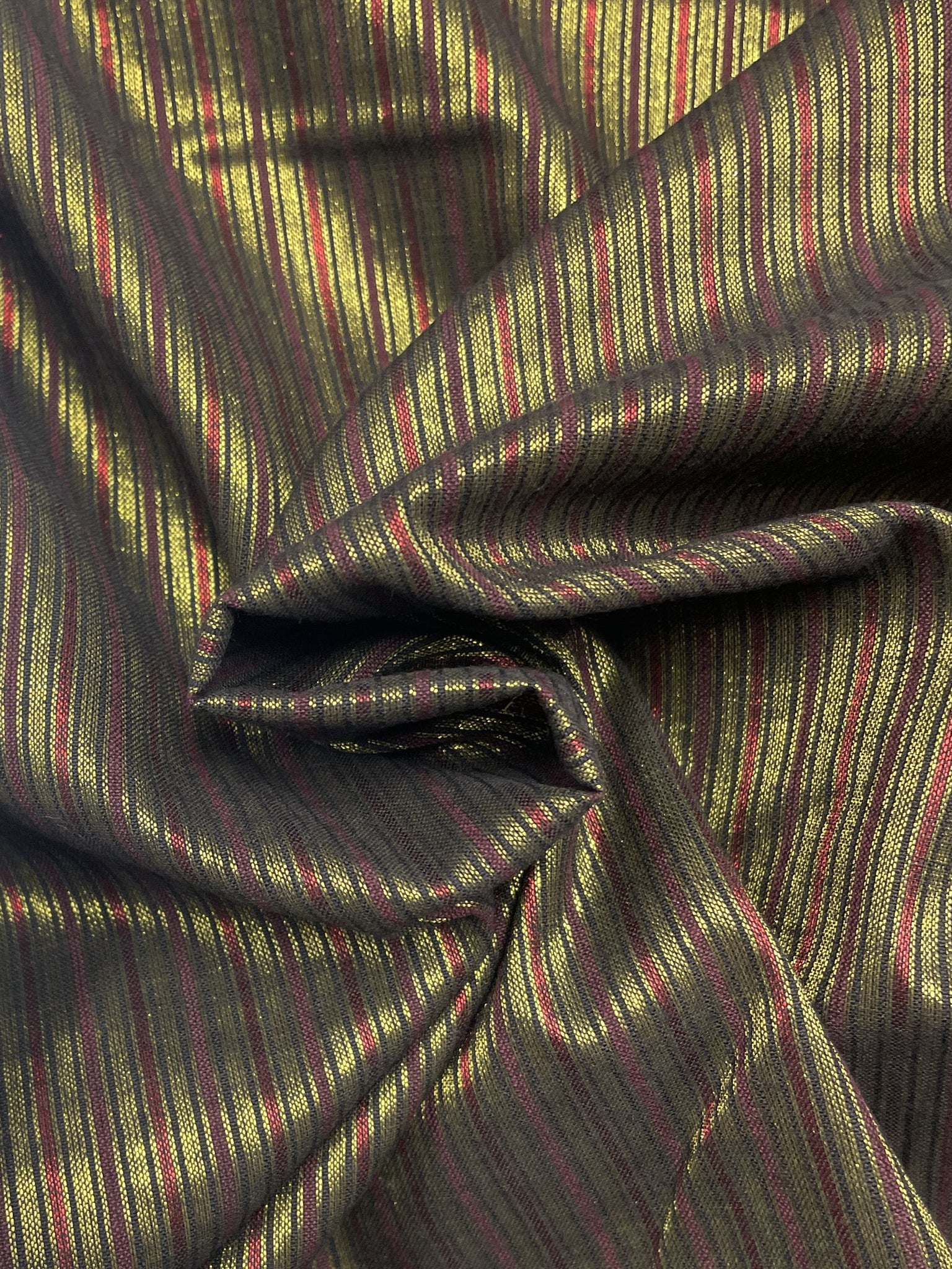 Cotton/Nylon Iridescent Yarn-Dyed Stripes Vintage - Red, Black and Gold