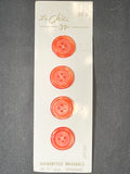 Buttons Plastic Set of 4 Vintage - Pearlescent Orange