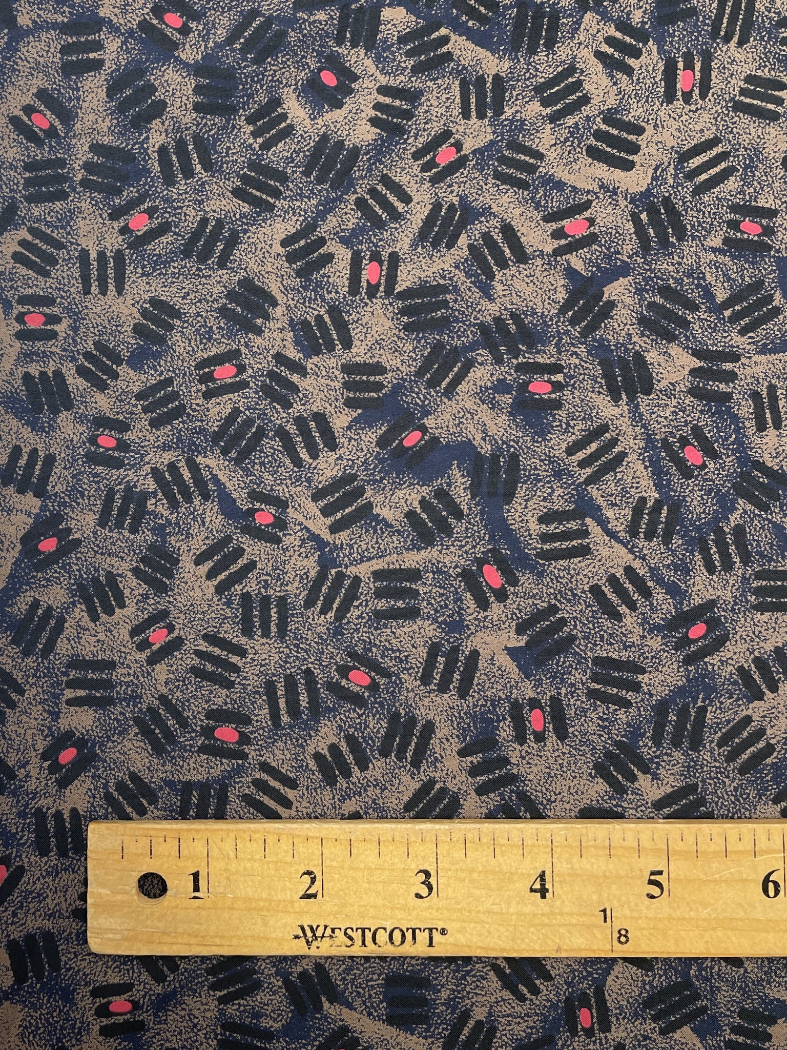 Polyester - Navy Blue with Tan and Red