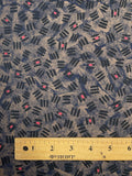 Polyester - Navy Blue with Tan and Red
