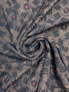 Polyester - Navy Blue with Tan and Red