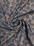 Polyester - Navy Blue with Tan and Red
