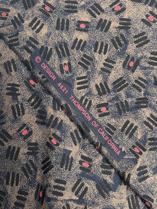 Polyester - Navy Blue with Tan and Red