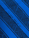 2 1/2 Polyester Vintage - Royal Blue with Black Stripes of Interlocking Triangles