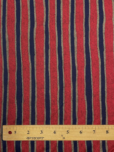 Rayon Printed Stripe Vintage - Red, Blue and Light Brown