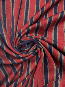 Rayon Printed Stripe Vintage - Red, Blue and Light Brown