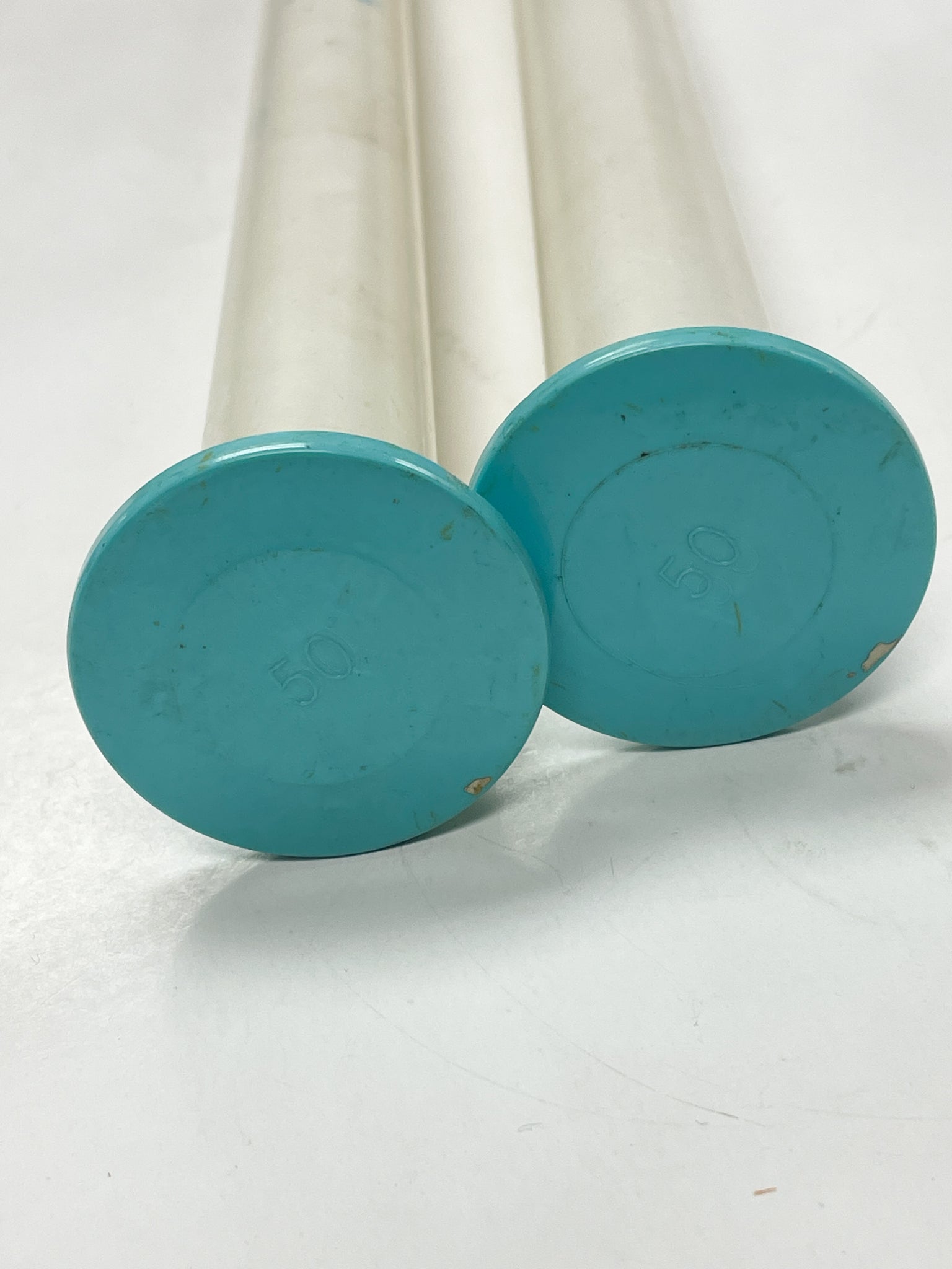 Knitting Needle Plastic 50 mm - Off White with Turquoise