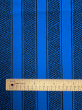 2 1/2 Polyester Vintage - Royal Blue with Black Stripes of Interlocking Triangles