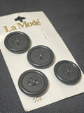 Buttons Plastic Set of 4 Vintage - Black
