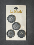 Buttons Plastic Set of 4 Vintage - Black