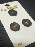 Buttons Plastic Set of 3 Vintage - Dark Brown
