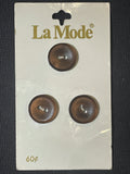 Buttons Plastic Set of 3 Vintage - Dark Brown
