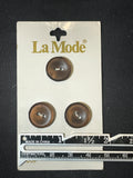 Buttons Plastic Set of 3 Vintage - Dark Brown