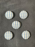 Buttons Fabric-Covered Metal Set 5 or 7 - Blue and White Stripes