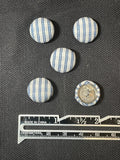 Buttons Fabric-Covered Metal Set 5 or 7 - Blue and White Stripes