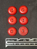 Buttons Plastic Set of 6 Vintage - Red