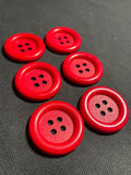 Buttons Plastic Set of 6 - Red or Green