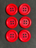 Buttons Plastic Set of 6 - Red or Green