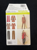 2013 Simplicity 1593 Sewing Pattern - Adult  Knit Vest, Cardigan, Tunics, Tops and Pants FACTORY FOLDED