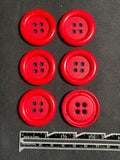 Buttons Plastic Set of 6 - Red or Green