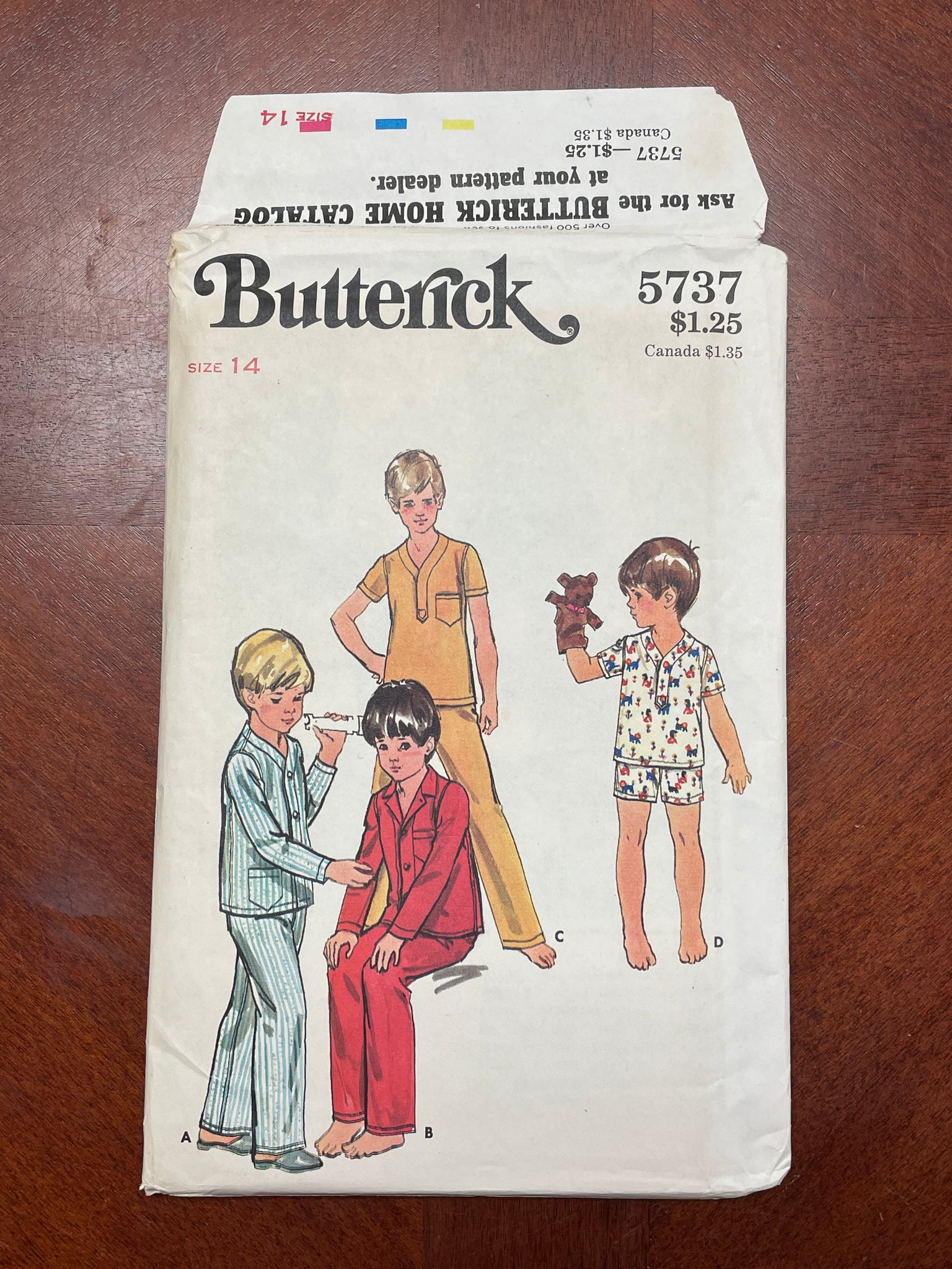 1970's Butterick 5737 Pattern - Child's Pajamas FACTORY FOLDED
