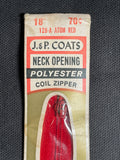 Zipper 14" or 18" Polyester Coil Vintage - Pink, Red, Green, Geige