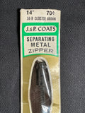 Zipper Separating 14", or 16" Metal Tooth Vintage - Navy, Brown, or Turquoise