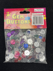 Buttons Plastic Bundle of 150 - Multi Colored Faceted Gems