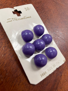 Button Plastic Set of 7 Vintage - Purple